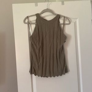 NWT White House Black Market Green Scallop Halter Size Large